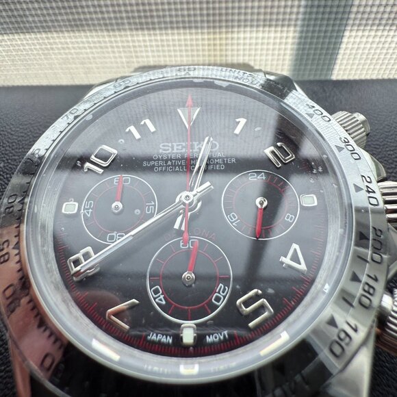 seiko mod custom red racing dial daytona chronograph watch - Picture 3 of 9